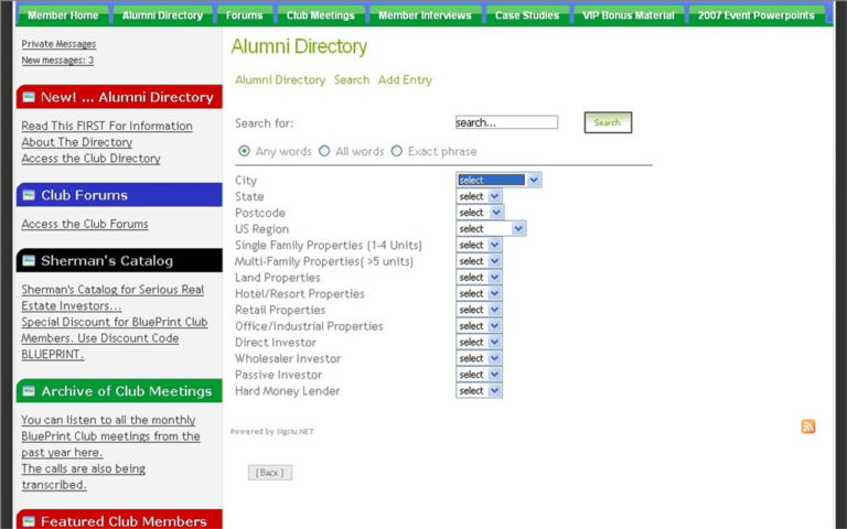 Membership Site (Directory Search)